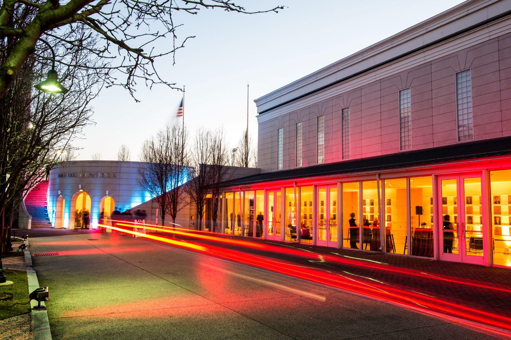 Light strewn image of building at night