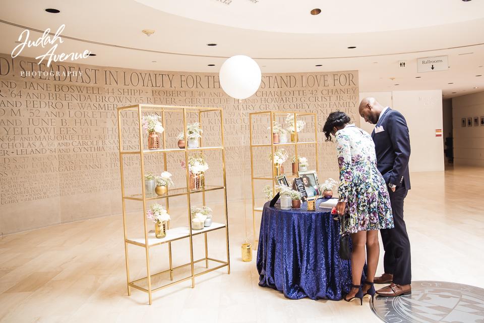 Guest book in etched marble rotunda