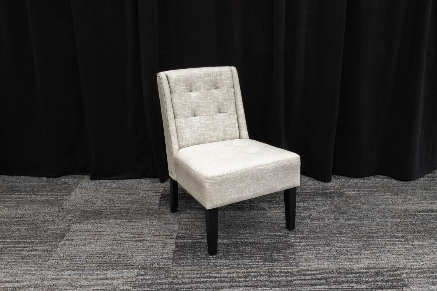 White Cushioned chair with rectangular back
